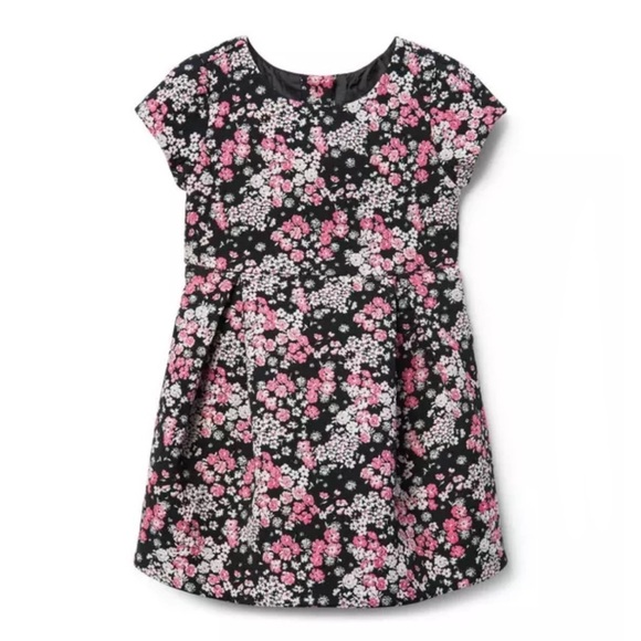 NWT Girl's Janie & Jack Floral Jacquard Crewneck Pleated Fit & Flare Dress 2T - Picture 1 of 8